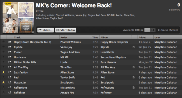 Welcome Back Playlist